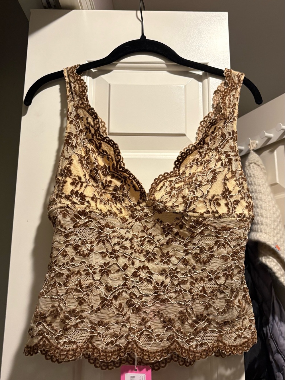 Edikted Beige and Brown Lace Top